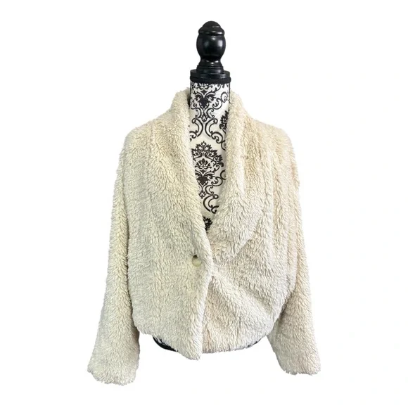 ANTHROPOLOGIE HEI HEI Stella White Sherpa Jacket - Picture 2 of 8